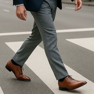 Perry Ellis Classic Brown Leather Oxford Dress Shoes Size 9.5 NWB